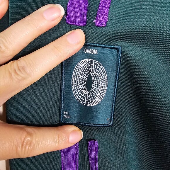 Ovadia & Sons Green Track Pants L Purple Double Side Stripe Athleisure Designer - Picture 3 of 11